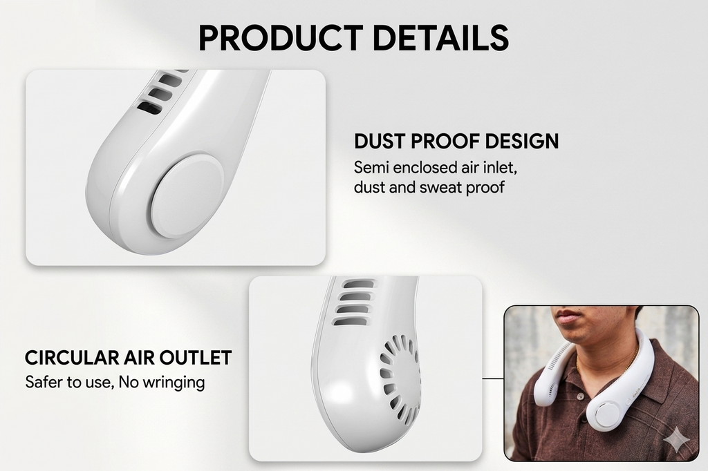 USB Rechargeable Neck Fan ( Flat 25% Off )