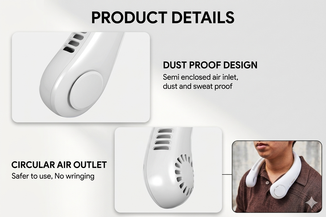 USB Rechargeable Neck Fan ( Flat 25% Off )