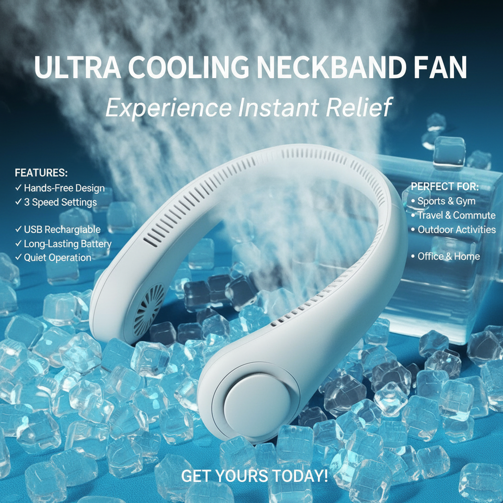 USB Rechargeable Neck Fan ( Flat 25% Off )